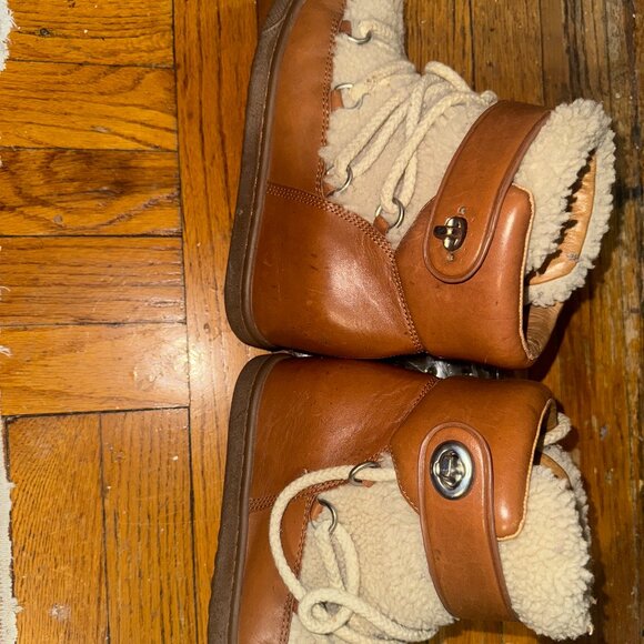 COACH Monroe Shearling Leather Hidden Wedge Women's Ankle Boot - Picture 2 of 6